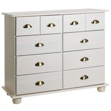 Commode Blanche 8 Tiroirs Bois