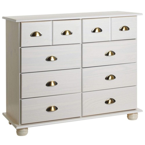 Commode blanche tiroirs bois - 8,