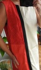 Robe chasuble 123 1.2.3 44/46 tricolore beige noir corail dentelle un deux trois