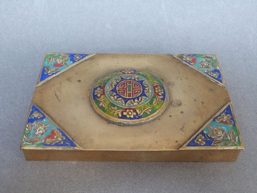 Boite émail cloisonné bronze - émail,