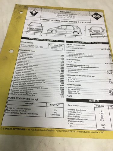 Fiche technique automobile