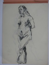 Dessin, carnet de 19 croquis de nu d'un peintre Breton