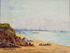 Aquarelle École française post-impressionniste Bretagne Victor Delaunay 1886-?