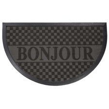 Tapis d'Entrée Demi-Lune "Bonjour" 45x75 cm Noir