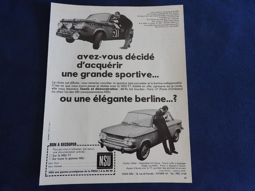 Publicité automobile nsu - publicité,