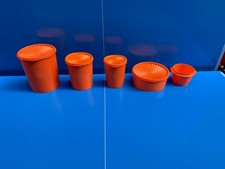 Lot de 5 Boîte Tupperware Orange Couvercle Modèle Soleil Vintage