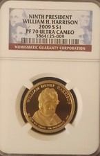 2008-$1-S-Ninth President Wiliam H Harrison NGC PF70 Ultra Cameo