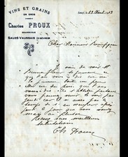 SAUZE-VAUSSAIS (79) VINS & GRAINS en gros "Charles PROUX" Lettre en 1913