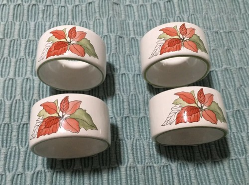 Christmas poinsettia napkin - christmas,