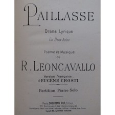 LEONCAVALLO Ruggero Paillasse Opéra Piano seul 1893