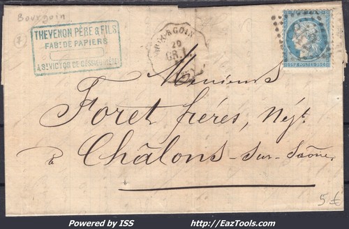 France 60a sur lettre - n°60a,