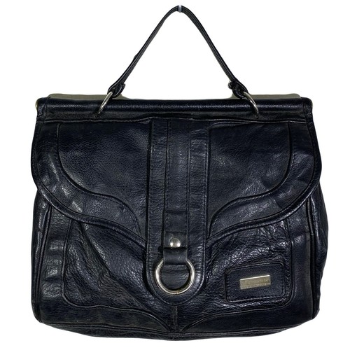 Sac main cuir noir vintage - main,