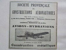 1932-1934 PUB SPCA LA CIOTAT MARSEILLE AVION MULTIPLACE DE COMBAT SPCA 30 M 3 AD