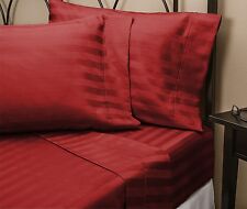 1200 Thread Count TC 100% Egyptian Cotton DUVET Set FULL / QUEEN Burgundy Stripe