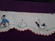 bande d'étagère de cuisine brodée ancienne 1925-1935 document paysans normands