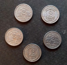 Lot pièces anciennes 2 francs années 1943 1947  french coin collection monnaie