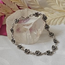 Bracelet Argent 925 Roses 18cm X 7mm Poinçon Esprit Romantique