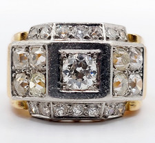Bague tank art deco or 18k et 1,67 carats diamant taille ancienne (circa 1940)