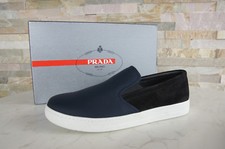 PRADA 6 40 Mocassins Slip Chaussures Basses 4D2733 Bleu Noir Neuf Autrefois