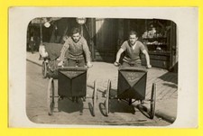 cpa Carte Photo PARIS Coursiers TRIPORTEURS Tricycles OBLIN 26 Bd Beaumarchais