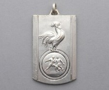 Football. Antique Pendant, Sport, Contest. Rooster. French Art Deco Medal.