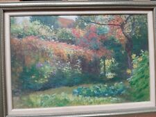 HUILE SUR BOIS,  IMPRESSIONISTE début XX, un jardin fleuri, datée 15.10.16.