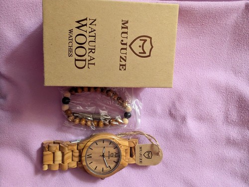Montre bois naturel mujuze - montre,