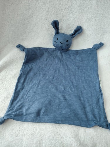 Doudou plat carré lapin bleu - plat,