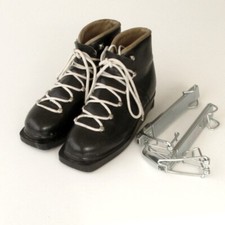 Chaussures de ski ancienne cuir double laçage - RIEKER T37 avec porte chaussures