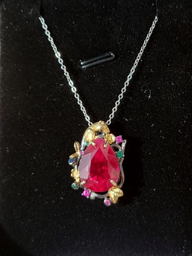 Collier pendentif argent - pendentif, rubis