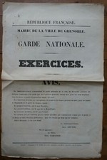 AFFICHE MUNICIPALE - VILLE DE GRENOBLE - 25 AVRIL 1848 - INFORMATION PUBLIQUE