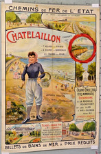 AFFICHE ANCIENNE CHATELAILLON  CASINO  CHEMINS DE FER DE L'ETAT ci 1900
