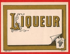 Ancienne Etiquette-Liqueur-Grappe-Raisin-Chromo Doré-N°493