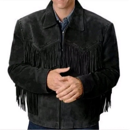 Veste cuir franges - veste,