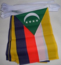 GUIRLANDE 6 mètres 20 DRAPEAUX COMORES 21x15 cm - DRAPEAU COMORIEN 15 x 21 cm -