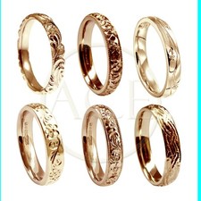 Main Gravé Mariage Anneaux 9ct or Rose 4mm Escarpin Confort Nouveau UK Hm