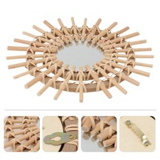 1pc Miroir mural à tissage de rotin miroir de maquillage décoratif kaki