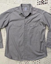Chemise de travail vintage années 50 60 travail coton gris grande taille Clifton's