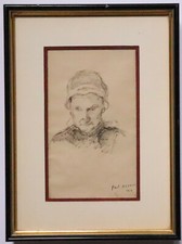 PAUL ABRAM DESSIN 1914 DAME