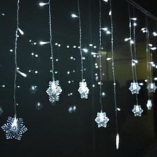 96 LED flocon de neige rideau lumières fée guirlande fenêtre Noël et extérieur
