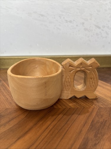 Carved wooden kuksa viking cup - wooden,
