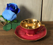 Ancien Tasse à Thé ou Café en Porcelaine de Limoges Rose Or Doré Art Déco