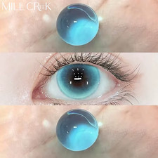 2 Pièces Lentilles De Contact De Couleur Bleue Pour Les Yeux Avec Degré Naturel 