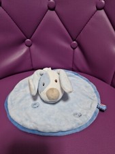 Doudou plat rond chien bleu SUCRE D'ORGE