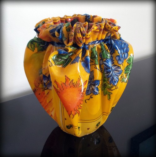 Vase verre tissu et - vase, en
