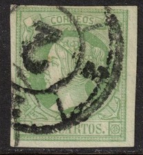ESPAGNE ISABELLE II º 51 ANNÉE 1860 2 Quarts Vert