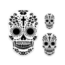 3 Custom Shop Airbrush Sugar Skull Stencils, Day Of The Dead Reusable Templates