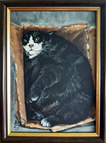 Drôle smoking chat peinture