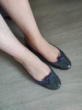 REPETTO - BALLERINES Portées  - Cuir Vernis Bleu Marine - P37