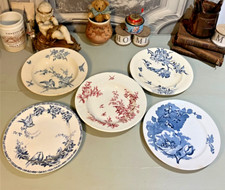 5 Assiettes plates, creuses en faïence - Mésanges, Colibris, Linottes